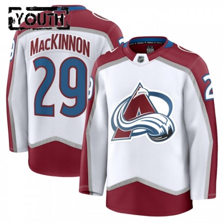 Dresovi Colorado Avalanche 2024-25 Fanatics Premium Nathan MacKinnon Gostujući Bijela - Dječji
